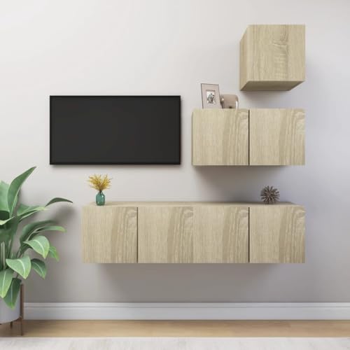 ZQQLVOO 4-TLG. TV-Schrank-Set Sonoma-Eiche Holzwerkstoff Wandmontierter Stauraumschrank mit minimalistischem Design für optimale Organisation. ZQQLVOO 4-TLG. TV-Schrank-Set Sonoma-Eiche Holzwerkstoff Wandmontierter Stauraumschrank mit minimalistischem Design für optimale Organisation. von ZQQLVOO