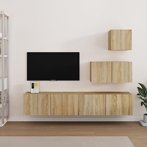 ZQQLVOO 4-TLG. TV-Schrank-Set Sonoma-Eiche Holzwerkstoff wohnzimmerschrank kommode Sideboard Wohnzimmer Konsolentisch mit Schubladen ZQQLVOO 4-TLG. TV-Schrank-Set Sonoma-Eiche Holzwerkstoff wohnzimmerschrank kommode Sideboard Wohnzimmer Konsolentisch mit Schubladen von ZQQLVOO