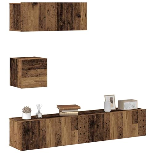ZQQLVOO 4-TLG. TV-Schrank-Set Wandmontage Altholz-Optik Holzwerkstoff wohnzimmerschrank Konsolentisch mit Schubladen lowboard tv Regal ZQQLVOO 4-TLG. TV-Schrank-Set Wandmontage Altholz-Optik Holzwerkstoff wohnzimmerschrank Konsolentisch mit Schubladen lowboard tv Regal von ZQQLVOO