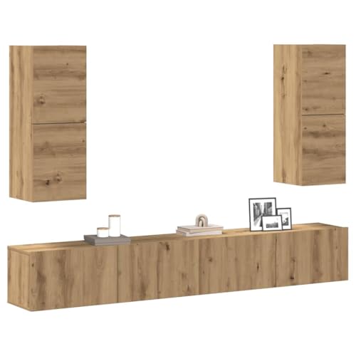 ZQQLVOO 4-TLG. TV-Schrank-Set Wandmontage Artisan-Eiche Holzwerkstoff Modernes Lounge-Sofa-Set mit weichen Kissen für gemütliche Entspannung innen und außen. ZQQLVOO 4-TLG. TV-Schrank-Set Wandmontage Artisan-Eiche Holzwerkstoff Modernes Lounge-Sofa-Set mit weichen Kissen für gemütliche Entspannung innen und außen. von ZQQLVOO