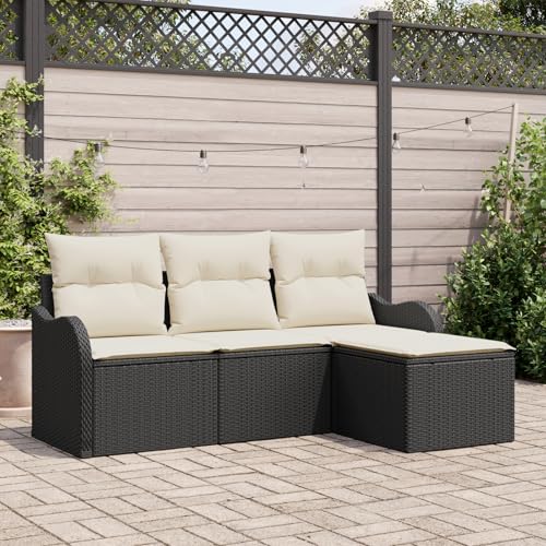 ZQQLVOO 4-teiliges Garten-Sofa-Set mit Kissen Schwarz Poly Rattan 使用逗号” for 办公室 ZQQLVOO 4-teiliges Garten-Sofa-Set mit Kissen Schwarz Poly Rattan 使用逗号” for 办公室 von ZQQLVOO