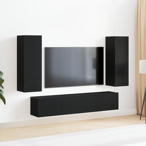 ZQQLVOO 4-teiliges TV-Schrank-Set wandmontiert Schwarze Eiche Holzwerkstoff tv Cabinet Konsolentisch mit Schubladen HiFi Rack tv kommode ZQQLVOO 4-teiliges TV-Schrank-Set wandmontiert Schwarze Eiche Holzwerkstoff tv Cabinet Konsolentisch mit Schubladen HiFi Rack tv kommode von ZQQLVOO