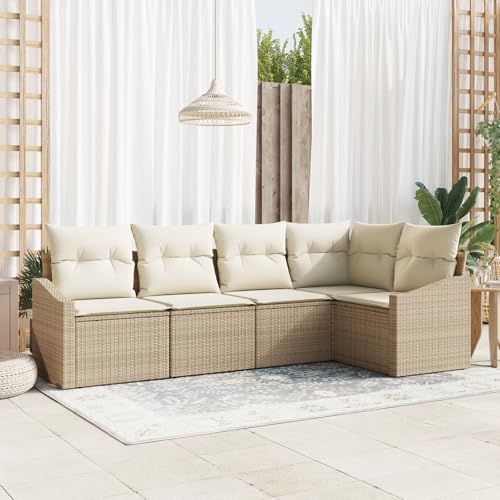 ZQQLVOO 5-TLG. Garten-Essgruppe mit Kissen Beige Poly Rattan 使用逗号” for 室内 ZQQLVOO 5-TLG. Garten-Essgruppe mit Kissen Beige Poly Rattan 使用逗号” for 室内 von ZQQLVOO