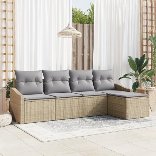 ZQQLVOO 5-TLG. Garten-Essgruppe mit Kissen Beige Poly Rattan 使用逗号” for 室内 ZQQLVOO 5-TLG. Garten-Essgruppe mit Kissen Beige Poly Rattan 使用逗号” for 室内 von ZQQLVOO