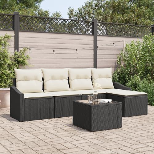 ZQQLVOO 5-TLG. Garten-Essgruppe mit Kissen Braun Poly Rattan 使用逗号” for 室内 von ZQQLVOO