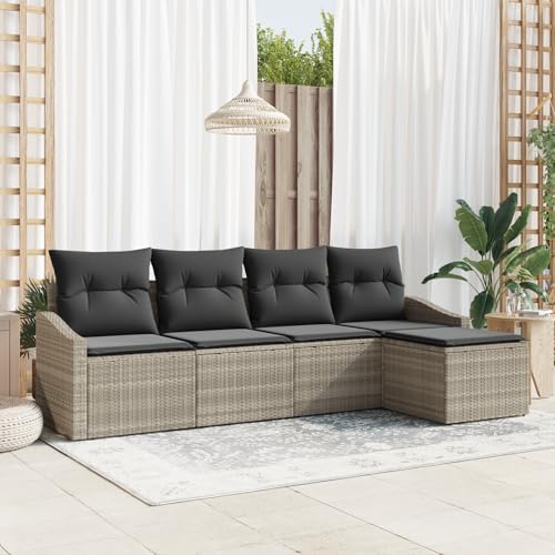 ZQQLVOO 5-TLG. Garten-Essgruppe mit Kissen Hellgrau Poly Rattan “区分 for 室外 ZQQLVOO 5-TLG. Garten-Essgruppe mit Kissen Hellgrau Poly Rattan “区分 for 室外 von ZQQLVOO