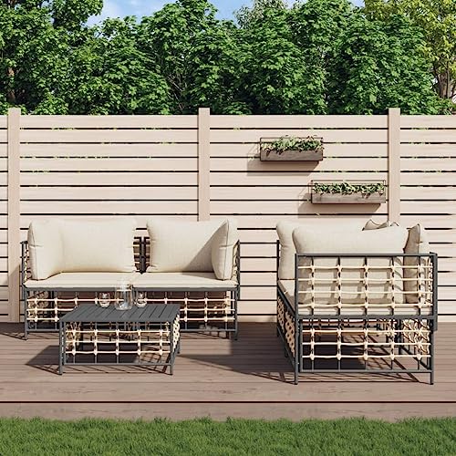 ZQQLVOO 5-TLG. Garten-Lounge-Set mit Kissen Anthrazit Poly Rattan 使用逗号” for 卧室 ZQQLVOO 5-TLG. Garten-Lounge-Set mit Kissen Anthrazit Poly Rattan 使用逗号” for 卧室 von ZQQLVOO