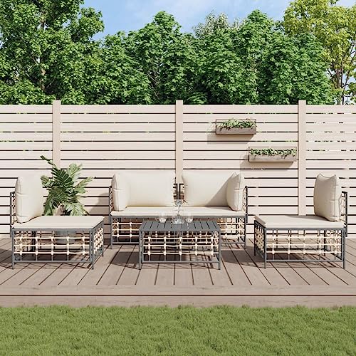 ZQQLVOO 5-TLG. Garten-Lounge-Set mit Kissen Anthrazit Poly Rattan 使用逗号” for 室外 ZQQLVOO 5-TLG. Garten-Lounge-Set mit Kissen Anthrazit Poly Rattan 使用逗号” for 室外 von ZQQLVOO