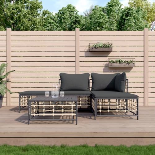 ZQQLVOO 5-TLG. Garten-Lounge-Set mit Kissen Anthrazit Poly Rattan 使用逗号” for 室内 von ZQQLVOO