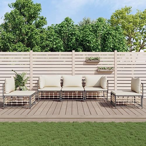 ZQQLVOO 5-TLG. Garten-Lounge-Set mit Kissen Anthrazit Poly Rattan 使用逗号” for 办公室 ZQQLVOO 5-TLG. Garten-Lounge-Set mit Kissen Anthrazit Poly Rattan 使用逗号” for 办公室 von ZQQLVOO