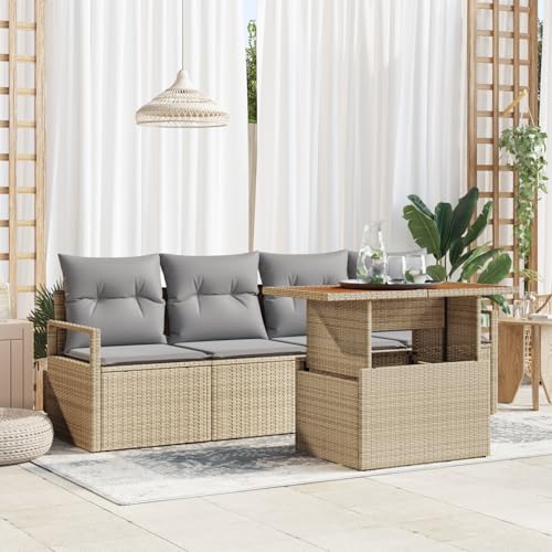 ZQQLVOO 5-TLG. Garten-Sofagarnitur mit Kissen Beige Poly Rattan Akazie 使用逗号” for 卧室 ZQQLVOO 5-TLG. Garten-Sofagarnitur mit Kissen Beige Poly Rattan Akazie 使用逗号” for 卧室 von ZQQLVOO