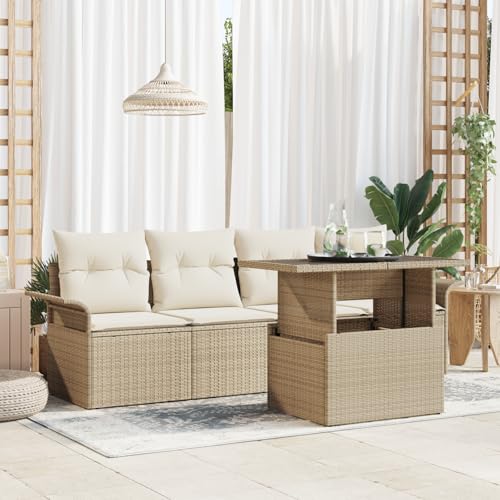 ZQQLVOO 5-TLG. Garten-Sofagarnitur mit Kissen Beige Poly Rattan 使用逗号” for 室内 ZQQLVOO 5-TLG. Garten-Sofagarnitur mit Kissen Beige Poly Rattan 使用逗号” for 室内 von ZQQLVOO
