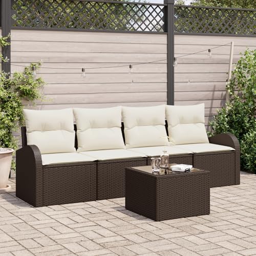 ZQQLVOO 5-TLG. Garten-Sofagarnitur mit Kissen Braun Poly Rattan 使用逗号” for 室外 ZQQLVOO 5-TLG. Garten-Sofagarnitur mit Kissen Braun Poly Rattan 使用逗号” for 室外 von ZQQLVOO