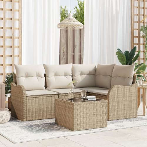 ZQQLVOO 5-TLG. Garten-Sofagarnitur mit Kissen Braun Poly Rattan 使用逗号” for 室内 ZQQLVOO 5-TLG. Garten-Sofagarnitur mit Kissen Braun Poly Rattan 使用逗号” for 室内 von ZQQLVOO