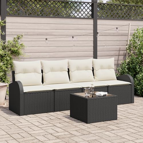 ZQQLVOO 5-TLG. Garten-Sofagarnitur mit Kissen Schwarz Poly Rattan 使用逗号” for 卧室 ZQQLVOO 5-TLG. Garten-Sofagarnitur mit Kissen Schwarz Poly Rattan 使用逗号” for 卧室 von ZQQLVOO