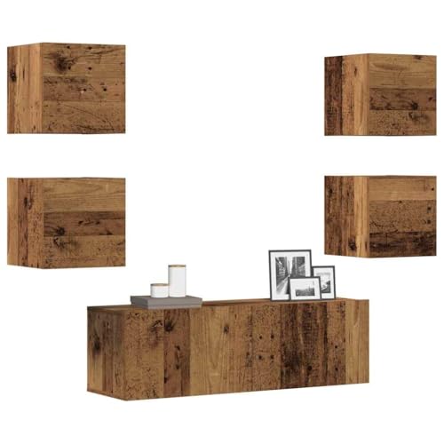 ZQQLVOO 5-TLG. TV-Schrank-Set Wandmontage Altholz-Optik Holzwerkstoff Sideboard Wohnzimmer Fernseher Tisch Fernsehtisch hängeschrank ZQQLVOO 5-TLG. TV-Schrank-Set Wandmontage Altholz-Optik Holzwerkstoff Sideboard Wohnzimmer Fernseher Tisch Fernsehtisch hängeschrank von ZQQLVOO