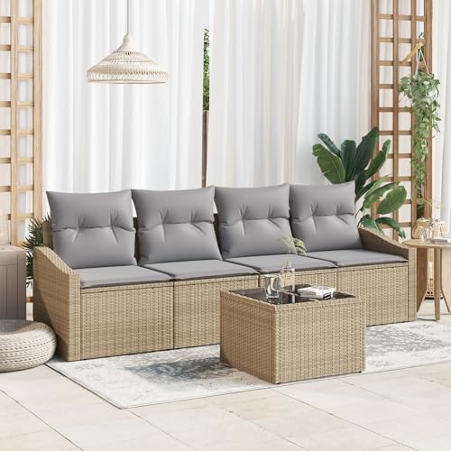 ZQQLVOO 5-teiliges Garten Essgruppen Set mit Kissen Beige Poly Rattan 使用逗号” for 卧室 ZQQLVOO 5-teiliges Garten Essgruppen Set mit Kissen Beige Poly Rattan 使用逗号” for 卧室 von ZQQLVOO