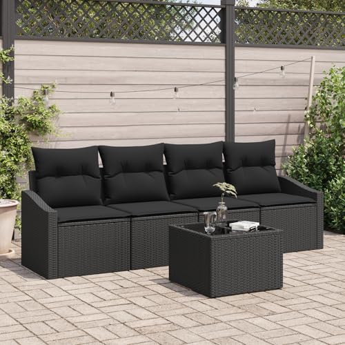 ZQQLVOO 5-teiliges Garten-Esstisch-Set mit Kissen Schwarz Poly Rattan 使用逗号” for 办公室 ZQQLVOO 5-teiliges Garten-Esstisch-Set mit Kissen Schwarz Poly Rattan 使用逗号” for 办公室 von ZQQLVOO