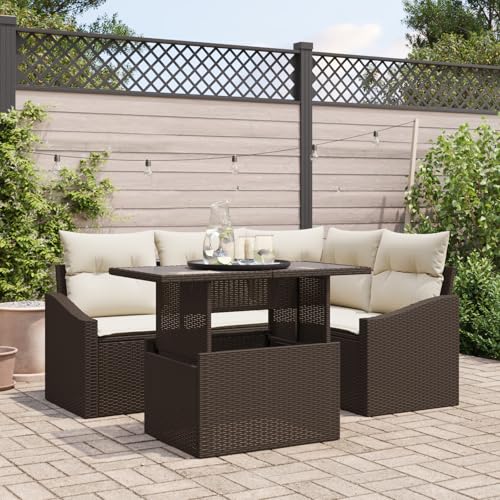 ZQQLVOO 5-teiliges Garten Sofa Set mit Kissen Braun Poly Rattan “区分 for 卧室 von ZQQLVOO