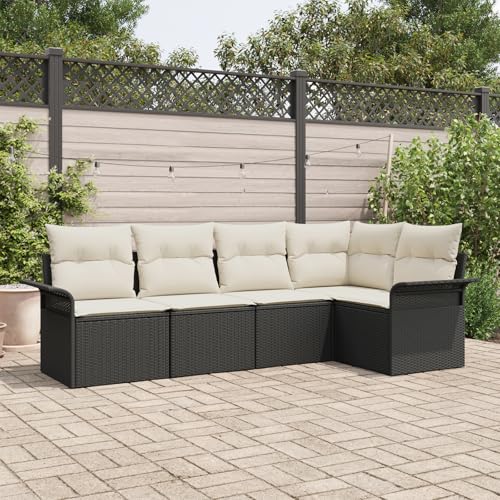 ZQQLVOO 5-teiliges Garten Sofa Set mit Kissen Schwarz Poly Rattan 使用逗号” for 办公室 ZQQLVOO 5-teiliges Garten Sofa Set mit Kissen Schwarz Poly Rattan 使用逗号” for 办公室 von ZQQLVOO