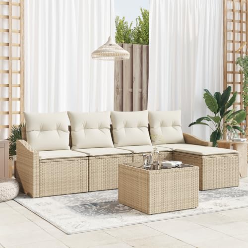 ZQQLVOO 6-TLG. Garten-Essgruppe mit Kissen Braun Poly Rattan 使用逗号” for 室内 ZQQLVOO 6-TLG. Garten-Essgruppe mit Kissen Braun Poly Rattan 使用逗号” for 室内 von ZQQLVOO