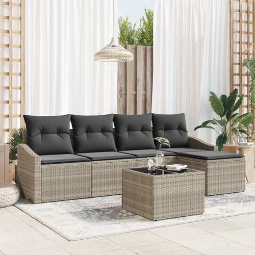 ZQQLVOO 6-TLG. Garten-Essgruppe mit Kissen Grau Poly Rattan “区分 for 办公室 ZQQLVOO 6-TLG. Garten-Essgruppe mit Kissen Grau Poly Rattan “区分 for 办公室 von ZQQLVOO