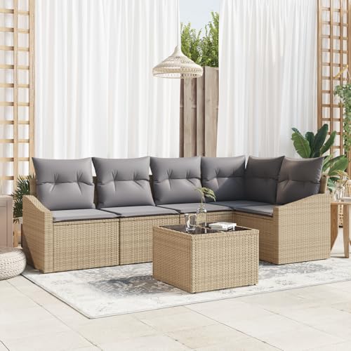 ZQQLVOO 6-TLG. Garten-Essgruppe mit Kissen Schwarz Poly Rattan 使用逗号” for 室外 ZQQLVOO 6-TLG. Garten-Essgruppe mit Kissen Schwarz Poly Rattan 使用逗号” for 室外 von ZQQLVOO