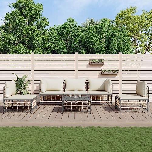 ZQQLVOO 6-TLG. Garten-Lounge-Set mit Kissen Anthrazit Poly Rattan 使用逗号” for 室外 ZQQLVOO 6-TLG. Garten-Lounge-Set mit Kissen Anthrazit Poly Rattan 使用逗号” for 室外 von ZQQLVOO