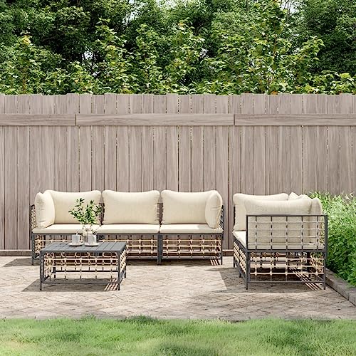 ZQQLVOO 6-TLG. Garten-Lounge-Set mit Kissen Anthrazit Poly Rattan 使用逗号” for 办公室 ZQQLVOO 6-TLG. Garten-Lounge-Set mit Kissen Anthrazit Poly Rattan 使用逗号” for 办公室 von ZQQLVOO