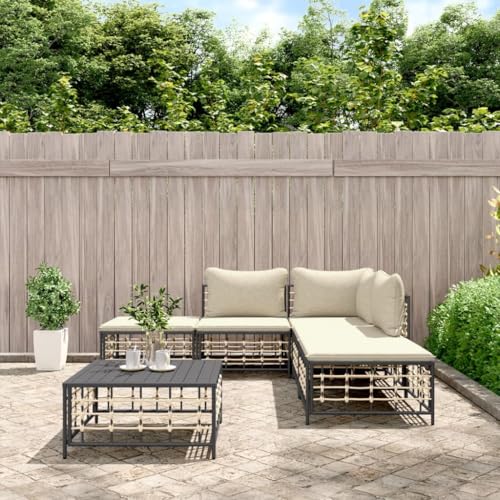 ZQQLVOO 6-TLG. Garten-Lounge-Set mit Kissen Anthrazit Poly Rattan 使用逗号” for 卧室 von ZQQLVOO