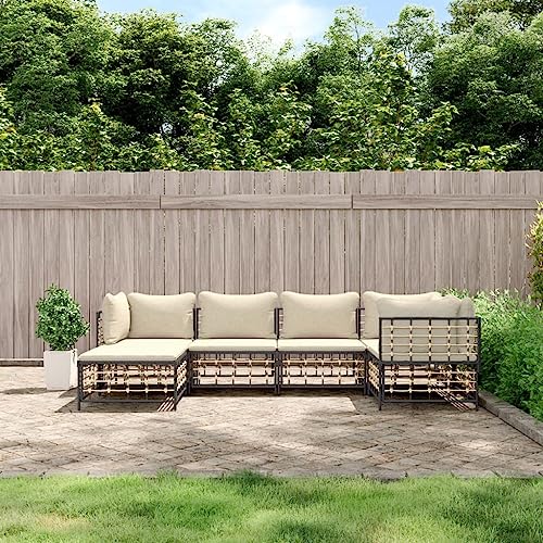 ZQQLVOO 6-TLG. Garten-Lounge-Set mit Kissen Anthrazit Poly Rattan 使用逗号” for 卧室 von ZQQLVOO