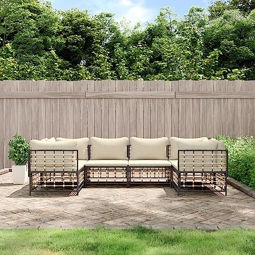 ZQQLVOO 6-TLG. Garten-Lounge-Set mit Kissen Anthrazit Poly Rattan “区分 for 室外 ZQQLVOO 6-TLG. Garten-Lounge-Set mit Kissen Anthrazit Poly Rattan “区分 for 室外 von ZQQLVOO