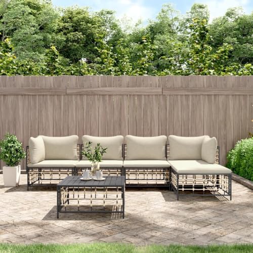 ZQQLVOO 6-TLG. Garten-Lounge-Set mit Kissen Anthrazit Poly Rattan “区分 for 室外 ZQQLVOO 6-TLG. Garten-Lounge-Set mit Kissen Anthrazit Poly Rattan “区分 for 室外 von ZQQLVOO