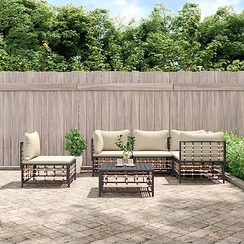 ZQQLVOO 6-TLG. Garten-Lounge-Set mit Kissen Anthrazit Poly Rattan “区分 for 室内 ZQQLVOO 6-TLG. Garten-Lounge-Set mit Kissen Anthrazit Poly Rattan “区分 for 室内 von ZQQLVOO