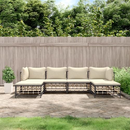 ZQQLVOO 6-TLG. Garten-Lounge-Set mit Kissen Anthrazit Poly Rattan “区分 for 室外 ZQQLVOO 6-TLG. Garten-Lounge-Set mit Kissen Anthrazit Poly Rattan “区分 for 室外 von ZQQLVOO