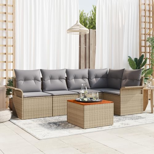 ZQQLVOO 6-TLG. Garten-Sofagarnitur mit Kissen Beige Poly Rattan “区分 for 卧室 ZQQLVOO 6-TLG. Garten-Sofagarnitur mit Kissen Beige Poly Rattan “区分 for 卧室 von ZQQLVOO