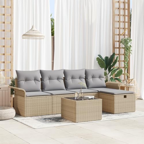 ZQQLVOO 6-TLG. Garten-Sofagarnitur mit Kissen Beige Poly Rattan 使用逗号” for 办公室 ZQQLVOO 6-TLG. Garten-Sofagarnitur mit Kissen Beige Poly Rattan 使用逗号” for 办公室 von ZQQLVOO