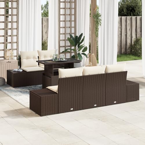 ZQQLVOO 6-TLG. Garten-Sofagarnitur mit Kissen Braun Poly Rattan 使用逗号” for 室内 ZQQLVOO 6-TLG. Garten-Sofagarnitur mit Kissen Braun Poly Rattan 使用逗号” for 室内 von ZQQLVOO