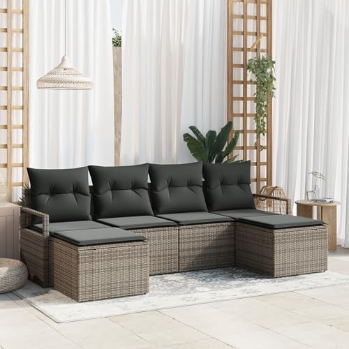 ZQQLVOO 6-TLG. Garten-Sofagarnitur mit Kissen Grau Poly Rattan 使用逗号” for 室外 ZQQLVOO 6-TLG. Garten-Sofagarnitur mit Kissen Grau Poly Rattan 使用逗号” for 室外 von ZQQLVOO