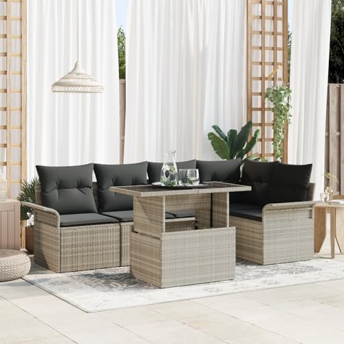 ZQQLVOO 6-TLG. Garten-Sofagarnitur mit Kissen Hellgrau Poly Rattan 使用逗号” for 卧室 ZQQLVOO 6-TLG. Garten-Sofagarnitur mit Kissen Hellgrau Poly Rattan 使用逗号” for 卧室 von ZQQLVOO