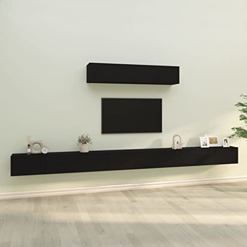ZQQLVOO 6-TLG. TV-Schrank-Set Schwarz Holzwerkstoff Rustikales Würfelregal aus Altholz mit Türen und wandmontiertem Stauraum ZQQLVOO 6-TLG. TV-Schrank-Set Schwarz Holzwerkstoff Rustikales Würfelregal aus Altholz mit Türen und wandmontiertem Stauraum von ZQQLVOO