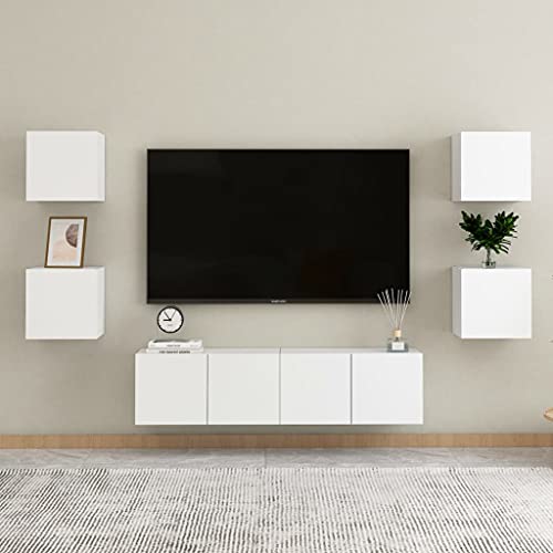 ZQQLVOO 6-TLG. TV-Schrank-Set Weiß Holzwerkstoff Wandmontierter Aufbewahrungsschrank mit Tür, rustikaler Stauraum für Wohnzimmer und Esszimmer. ZQQLVOO 6-TLG. TV-Schrank-Set Weiß Holzwerkstoff Wandmontierter Aufbewahrungsschrank mit Tür, rustikaler Stauraum für Wohnzimmer und Esszimmer. von ZQQLVOO