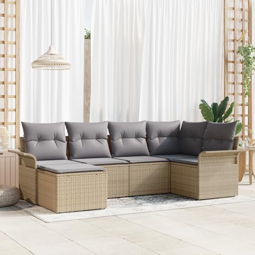 ZQQLVOO 6-teiliges Garten Sofa Set mit Kissen Beige Poly Rattan “区分 for 室内 ZQQLVOO 6-teiliges Garten Sofa Set mit Kissen Beige Poly Rattan “区分 for 室内 von ZQQLVOO