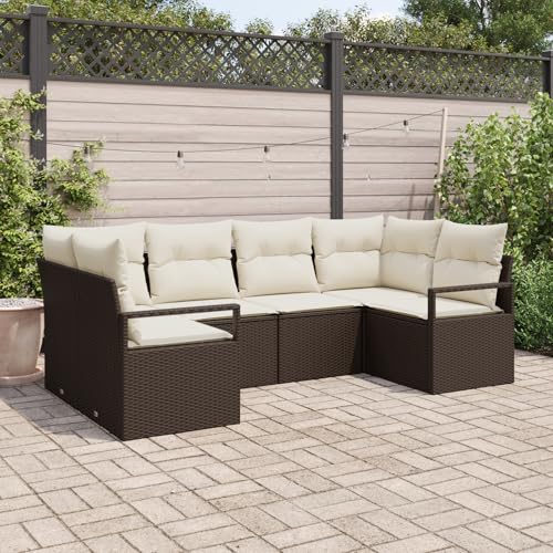 ZQQLVOO 6-teiliges Garten Sofa Set mit Kissen Braun Poly Rattan “区分 for 室外 ZQQLVOO 6-teiliges Garten Sofa Set mit Kissen Braun Poly Rattan “区分 for 室外 von ZQQLVOO