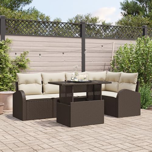 ZQQLVOO 6-teiliges Garten Sofa Set mit Kissen Braun Poly Rattan 使用逗号” for 室外 ZQQLVOO 6-teiliges Garten Sofa Set mit Kissen Braun Poly Rattan 使用逗号” for 室外 von ZQQLVOO