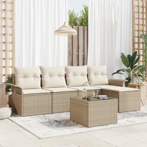 ZQQLVOO 6-teiliges Garten Sofa Set mit Kissen Braun Poly Rattan “区分 for 室外 von ZQQLVOO