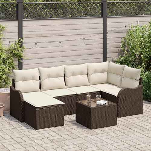 ZQQLVOO 6-teiliges Garten Sofa Set mit Kissen Grau Poly Rattan 使用逗号” for 室外 von ZQQLVOO