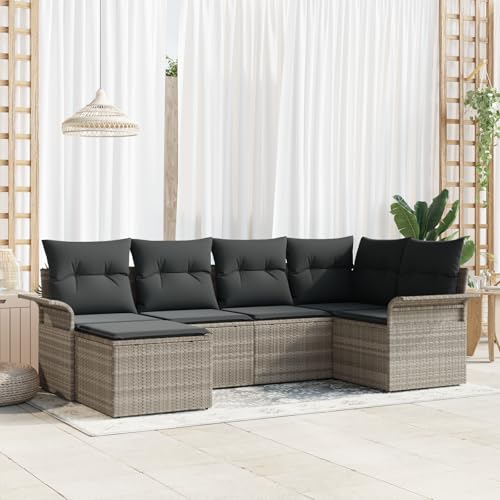 ZQQLVOO 6-teiliges Garten Sofa Set mit Kissen Hellgrau Poly Rattan “区分 for 室内 ZQQLVOO 6-teiliges Garten Sofa Set mit Kissen Hellgrau Poly Rattan “区分 for 室内 von ZQQLVOO