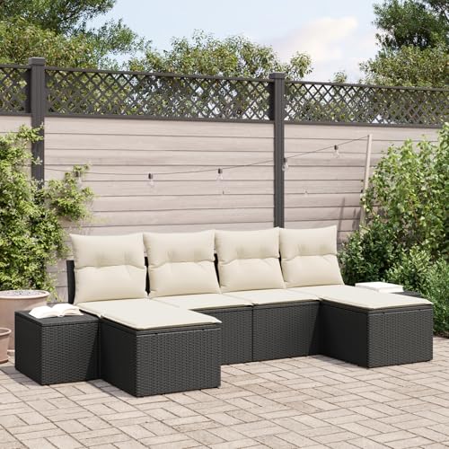 ZQQLVOO 6-teiliges Garten Sofa Set mit Kissen in Schwarz Poly Rattan 使用逗号” for 室外 ZQQLVOO 6-teiliges Garten Sofa Set mit Kissen in Schwarz Poly Rattan 使用逗号” for 室外 von ZQQLVOO