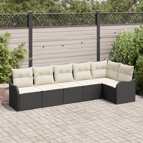 ZQQLVOO 6-teiliges Garten Sofa Set mit Kissen schwarz Poly Rattan 使用逗号” for 卧室 von ZQQLVOO